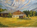 Ancient painting House in the Bavarian Alps, oil, 1948, H.Schmidt, Germany.Original, photo number 10