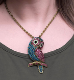 Brooch-pendant owl on a chain in the style of Butler&amp;Wilson., photo number 5