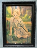 antique painting watercolor frame organic glass, photo number 7