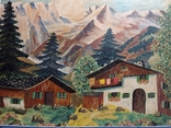 Antique painting House in the Bavarian Alps, oil, 45x37 cm, Germany., photo number 3