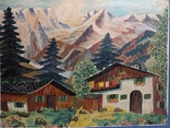 Antique painting House in the Bavarian Alps, oil, 45x37 cm, Germany., photo number 8