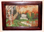 Antique embroidery in antique landscape frame, photo number 2