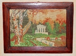 Antique embroidery in antique landscape frame, photo number 5