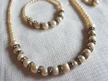 Набір натуральних перлів кольє браслет-сережки, фото №10