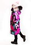 Зимове супер довге пальто Climber Print зі світловідбивачами 110 ріст 1065d110, фото №3