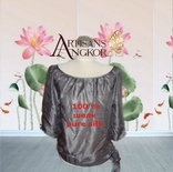 Artisans angkor 100 % шелк красивая блузка женская серая комбоджа, фото №2