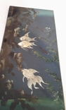 Panel triptych mother-of-pearl Seabed Painting on wood Fish Vintage Vietnam, photo number 4