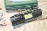 Акумуляторний тактичний ліхтарик 11.7 см у кейсі BL-1831-T6+COB (1547), фото №4