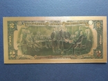 Сувенірна банкнота із золота США 2 долари - 2 долари (зразок 1976 р.), фото №6