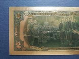 Сувенірна банкнота із золота США 2 долари - 2 долари (зразок 1976 р.), фото №7