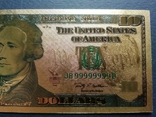 Золота сувенірна банкнота США 10 доларів - 10 доларів (зразок 2009 р.), фото №5