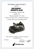 Залізний метеорит Sikhote-Alin, 7,0 г, з сертифікатом автентичності, фото №3