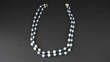 Vintage natural stone necklace, white-blue and green, photo number 6