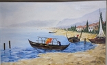  Antique painting "Venetian landscape", 80x50 cm, oil, H.M., from Germany. Original, photo number 3