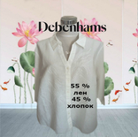 Debenhams Льняная красивая блузка рубашка женская белая с вышивкой Англия 22, фото №2