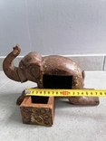 Vintage Indian carved wooden elephant sculpture with drawer, photo number 8