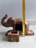 Vintage Indian carved wooden elephant sculpture with drawer, photo number 9