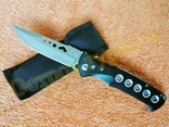 Нож выкидной кнопочный D89 с чехлом, фото №2