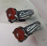 Carnelian earrings, silvering, photo number 3