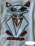 Нова Ефектна блузка з крутим принтом кішечки з паєток., фото №3