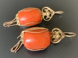 Gold coral earrings 583, photo number 4