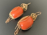 Gold coral earrings 583, photo number 5