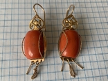 Gold coral earrings 583, photo number 8