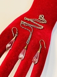 Pendant and Earrings Russian Gems Silver 875 Hallmark Rhinestone, photo number 2