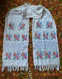 Towel embroidered in old Ukrainian "Roses and voloshki". Flax. Cross-stitch. 286x44 cm. No4, photo number 2