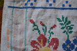 Towel embroidered in old Ukrainian "Roses and voloshki". Flax. Cross-stitch. 286x44 cm. No4, photo number 9
