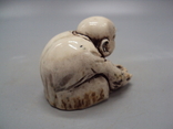 Netsuke figure figurine mammoth bone miniature man washes Japanese asks for weight 77.67g, photo number 8