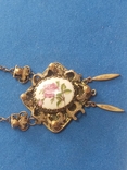 Necklace with pendant (brass, ceramics, Czechoslovakia)., photo number 3