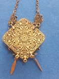 Necklace with pendant (brass, ceramics, Czechoslovakia)., photo number 4
