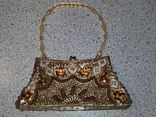 Clutch evening vintage USSR. Embroidered with different stones., photo number 8