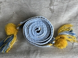 Lonely woven yellow and blue belt, woven bluish-yellow edge, belt with an ornament, photo number 4