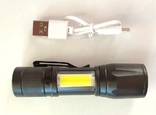 Фонарик тактический аккумуляторный micro USB ліхтарик кліпса, фото №3