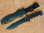 Охотничий тактический нож 1258A Black с пластиковым чехлом стеклобой 31.5 см, фото №2