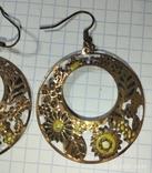Vintage copper earrings with enamel, photo number 4