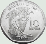 153.Mauritius 10 rupees, 1997, photo number 2