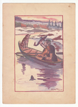 Illustration of the war 1944 A man on a fishing trip. Drozdov (16.5 x 22.5), photo number 2