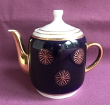 Kettle Golden Snowflake. Porcelain, cobalt, gilding. Dovbysh. 1970s. Porcelain., photo number 2