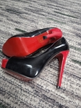 Туфлі червоні з чорним на каблуці 37 розмір, numer zdjęcia 2