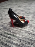 Туфлі червоні з чорним на каблуці 37 розмір, photo number 5
