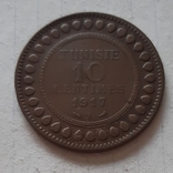 Туніс, 10 сантимів, 1917 рік, бронза, фото №6
