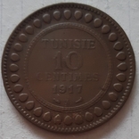 Туніс, 10 сантимів, 1917 рік, бронза, фото №7