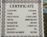 Серебряная (+позолота) монета 5 долларов 2017г, (31,10 г, 0.9999); Канада, фото №6