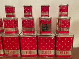 Полный комплект из 18 металлических красных контейнеров банок для кухни 1970-х годов, фото №6