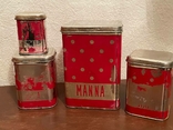 Полный комплект из 18 металлических красных контейнеров банок для кухни 1970-х годов, фото №10