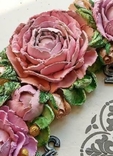 Объемные винтажные настенные часы с цветами пиона и розы,, фото №5