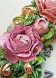 Объемные винтажные настенные часы с цветами пиона и розы,, фото №6